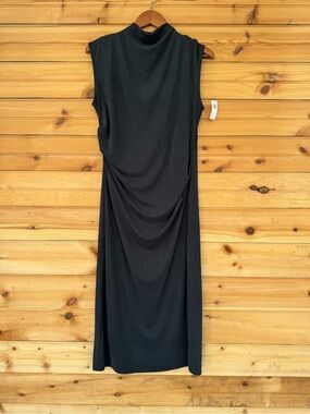OLD NAVY | Ruched Midi Dress Large Charcoal Navy Bodycon - NWT